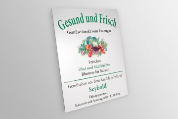 Alu Dibond Schild für den Gemüsebau der Familie Seybold