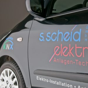 Nahaufnahme des 2-farbigen Elektro Scheid Logos