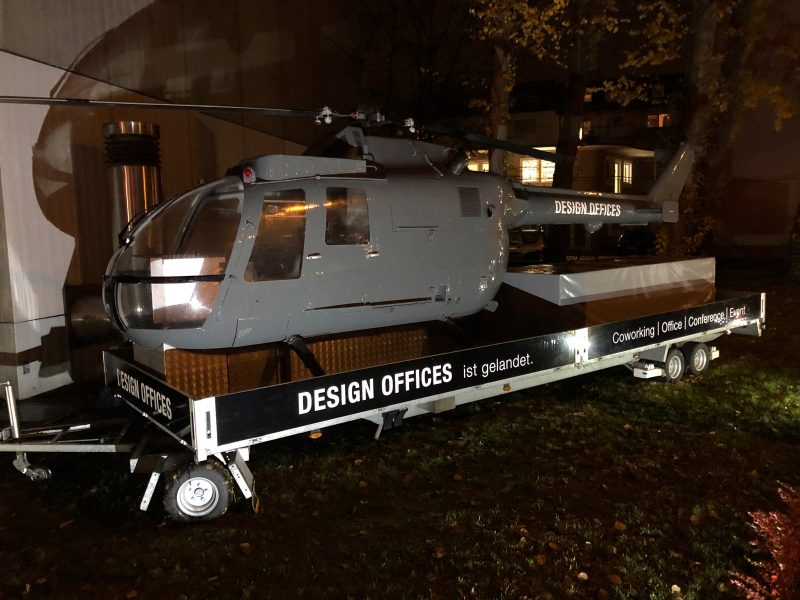 Helikopter Beklebung - Helikopter und Anhängerbeklebung mit Design Offices Logo