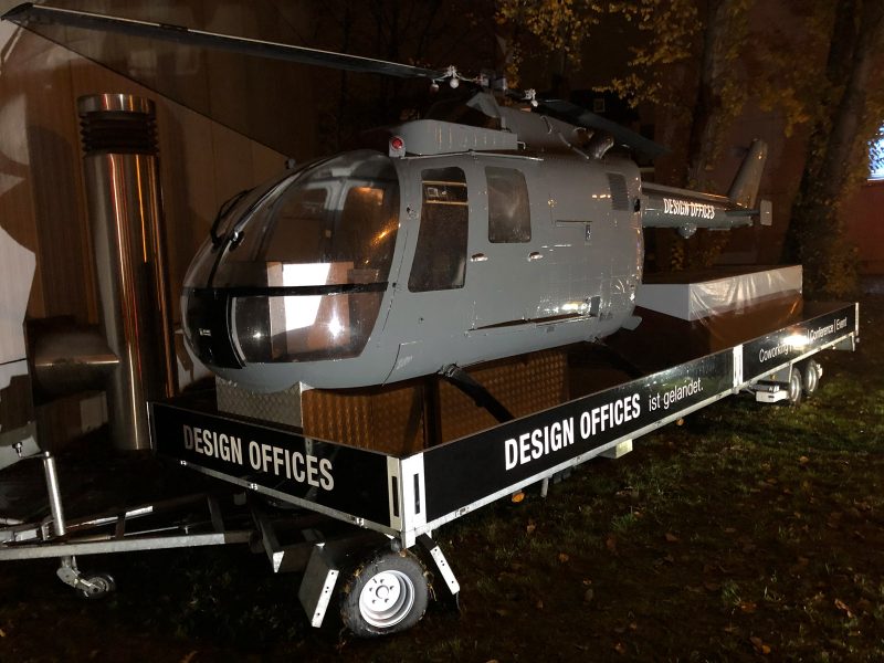 Helikopter Beklebung - Helikopter und Anhängerbeklebung mit Design Offices Logo